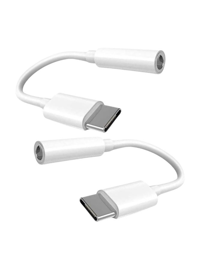 هيتيج محول صوت Hitage (عبوة من قطعتين) من Type-C إلى 3.5 مم (طراز TC-676)، محول USB-C إلى منفذ سماعة الرأس (AUX)، وصلة صوت عالية الدقة (Hi-Fi)، يدعم التشغيل الفوري (Plug & Play)، لون أبيض، متوافق مع الهواتف الذكية والأجهزة اللوحية وأجهزة الكمبيوتر المحمولة المزودة بمنفذ USB-C. - Image 1