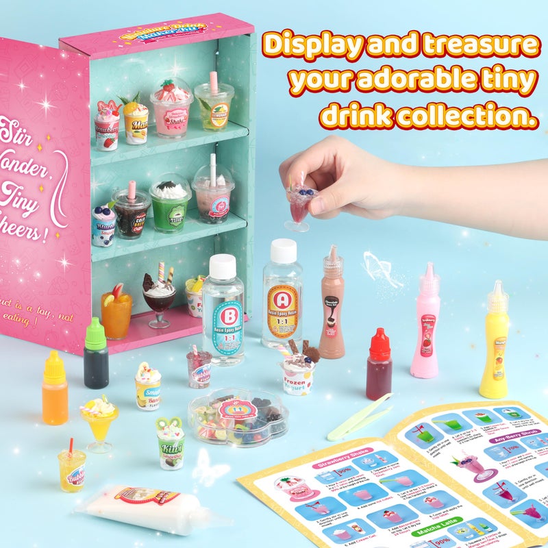 ColoPlay 20 PCS Miniature Drink Marker Kit, Miniature Food Toys, Kitchen Pretend Food DIY Crafts Kits for Kids Ages 8-12, Girls Gift for Christmas, Birthday, Collectors, Resin Play, NOT Edible - Image 5