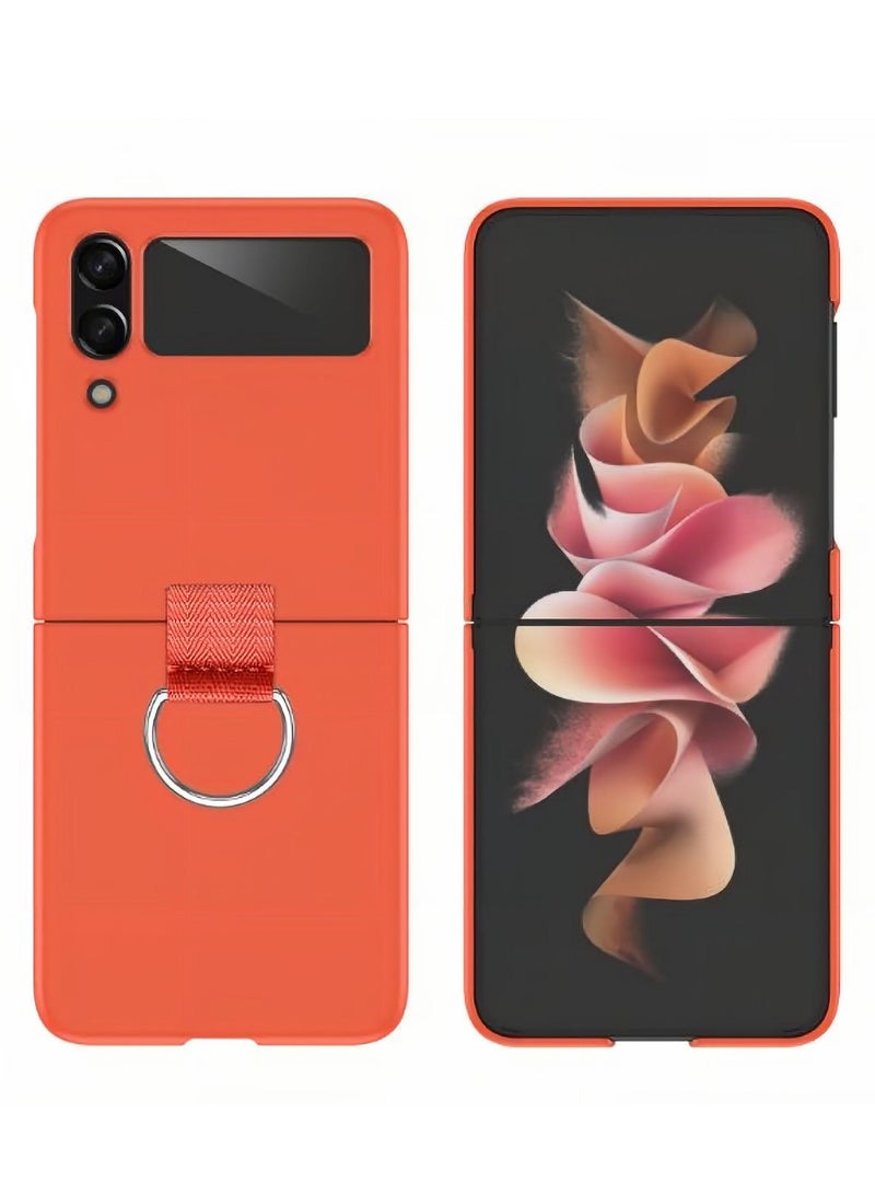 Samsung Galaxy Z Flip 4 5G Orange Shockproof Anti slip Protective Case with Ring  - Image 1