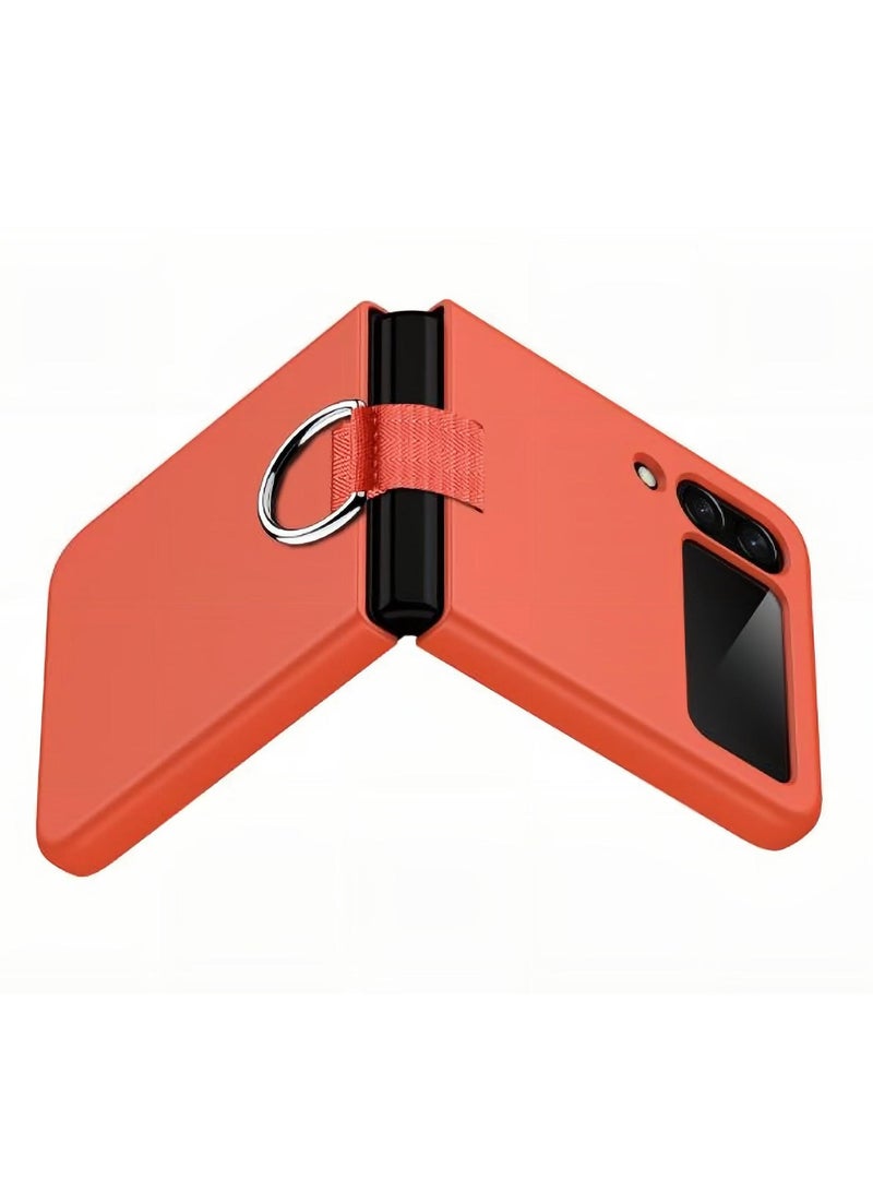 Samsung Galaxy Z Flip 4 5G Orange Shockproof Anti slip Protective Case with Ring  - Image 2