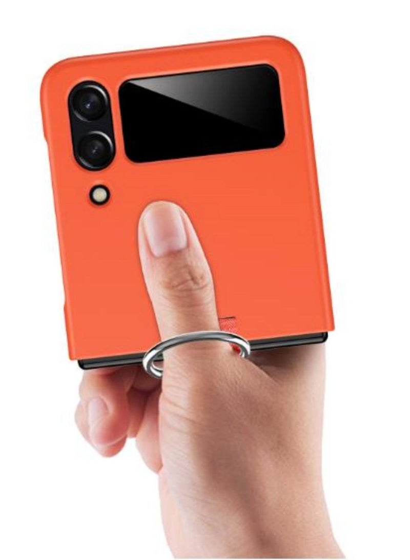 Samsung Galaxy Z Flip 4 5G Orange Shockproof Anti slip Protective Case with Ring  - Image 4