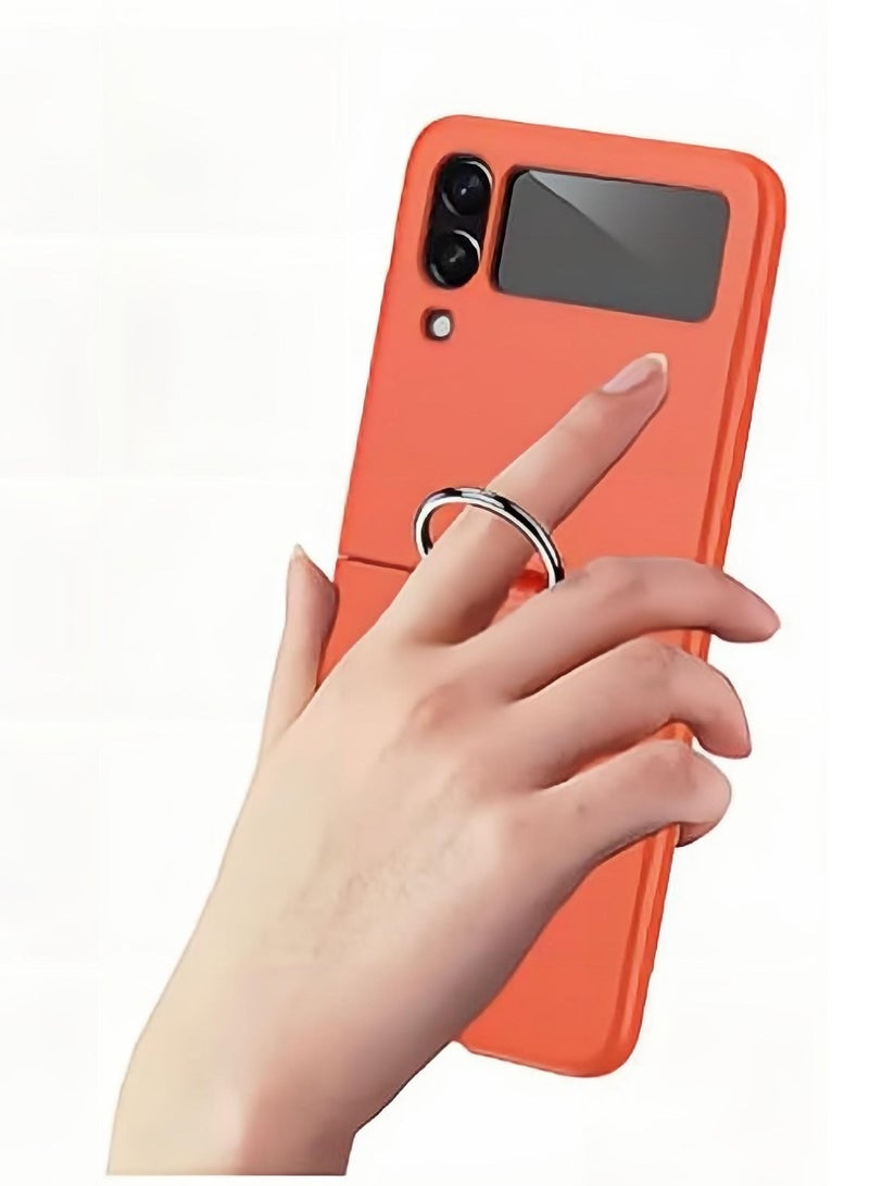 Samsung Galaxy Z Flip 4 5G Orange Shockproof Anti slip Protective Case with Ring  - Image 5