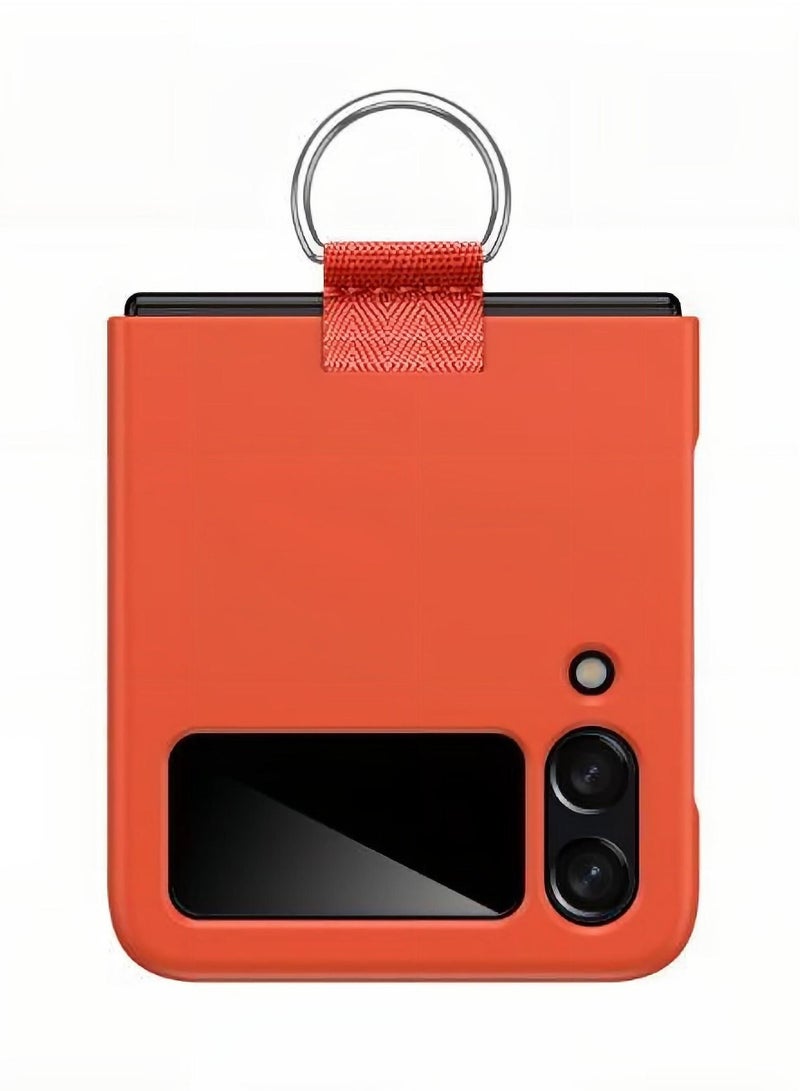 Samsung Galaxy Z Flip 4 5G Orange Shockproof Anti slip Protective Case with Ring  - Image 3
