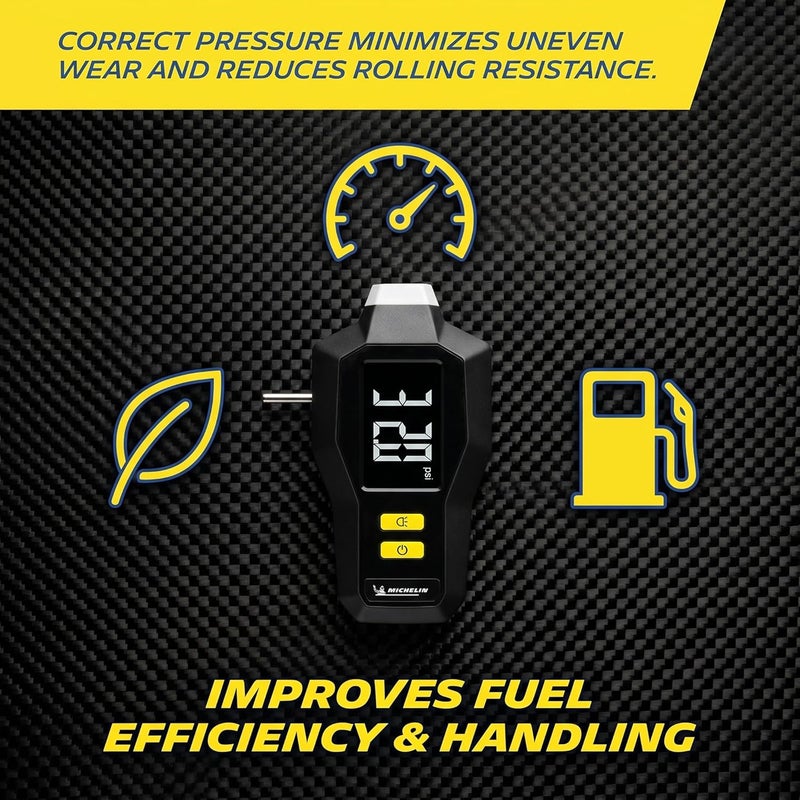 Michelin 12292 Digital Tyre Tread Depth & Pressure Gauge | Accurate 5-99 PSI LCD Dual Function | Backlit Display 0.5 PSI Resolution | Compact Black Durable Design for Cars UAE KSA - Image 2