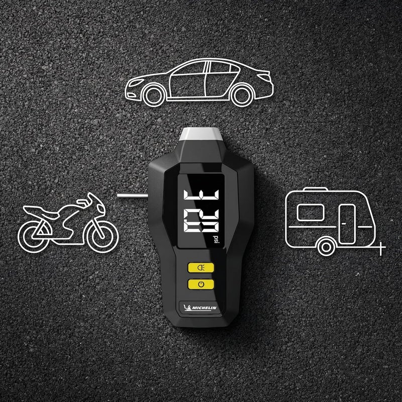 Michelin 12292 Digital Tyre Tread Depth & Pressure Gauge | Accurate 5-99 PSI LCD Dual Function | Backlit Display 0.5 PSI Resolution | Compact Black Durable Design for Cars UAE KSA - Image 1