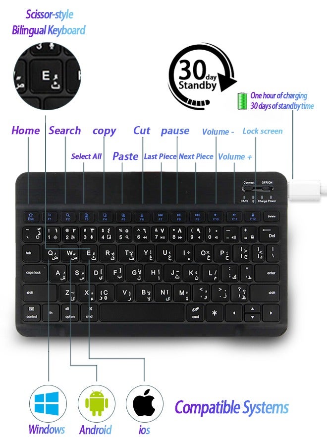 Matepad Se 11 Cover 11 Inch Tablet Bluetooth Keyboard Case Detachable Wireless Keyboard Pen Holder Ultra-Thin Leather Smart Case With Mouse+ Free Anti-Glare Screen Protector-Anti-Drop And Sandstorm Proof- Obsidian Black  - Image 5