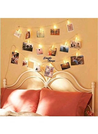 Photo Clip Light String -10 Picture Clips, Photo Lights with 10 Clear Clips, Dimmable LED Lights for Bedroom Wedding Decor - AC Powered