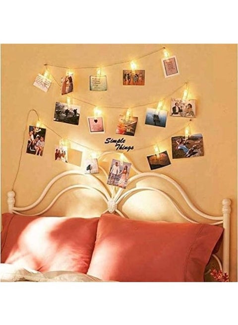 Photo Clip Light String - 10 Picture Clips, Photo Lights with 10 Clear Clips, Dimmable LED Lights for Bedroom Wedding Decor - AC Powered