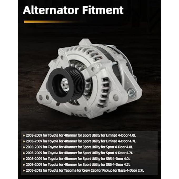 OCPTY Alternators Alternator 11139 2003-2009 for Toyota for 4Runner,2005-2015 for Toyota for Tacoma 11139 0124325123, 1042103470, 1042103471, 1042104200, 1042104201 - Image 5