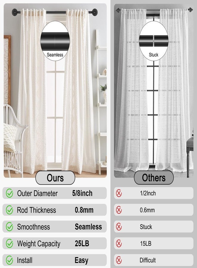 hei! dear Hei!Dear Black Curtain Rod, Modern Adjustable 5/8 Inch Wrap Around Window Rod for 28-48 Inch Windows, Sleek Curved Design, Heavy Duty Decorative Curtain Rod for Bedroom or Living Room - Image 3