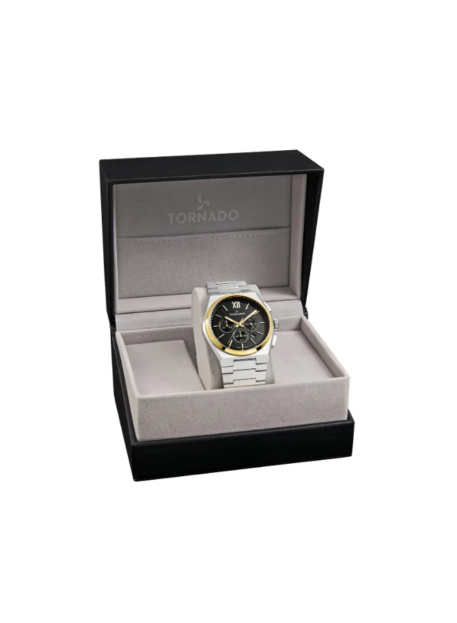 TORNADO Men's Multi Function Display Watch With Silver Stainless Steel Strap - T24105-TBSB