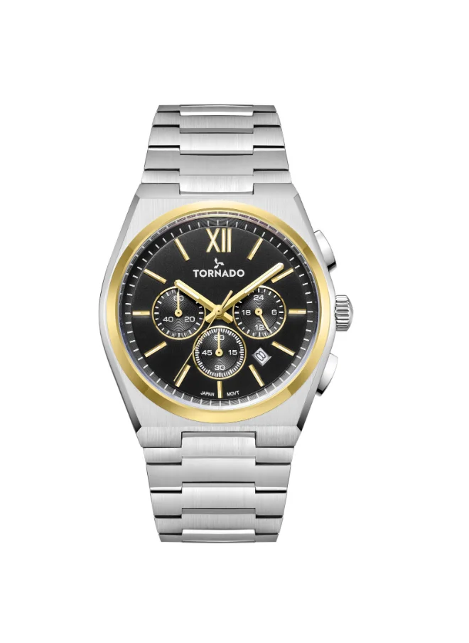 تورنيدو Men's Multi Function Display Watch With Silver Stainless Steel Strap - T24105-TBSB