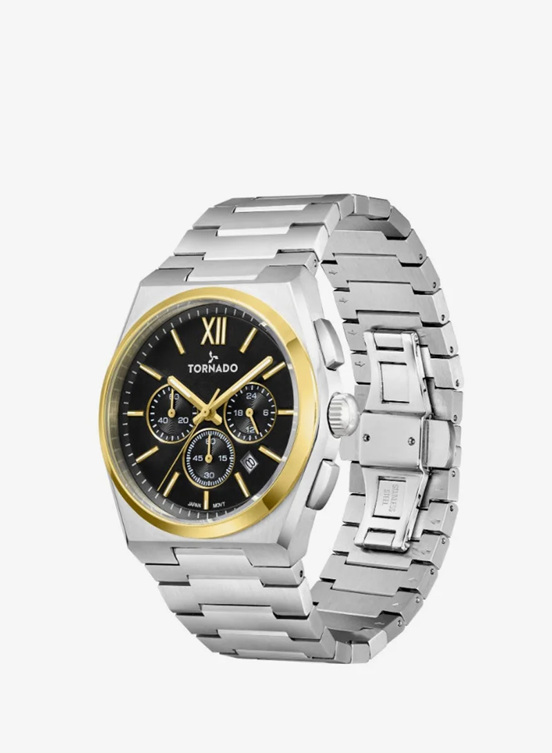 TORNADO Men's Multi Function Display Watch With Silver Stainless Steel Strap - T24105-TBSB