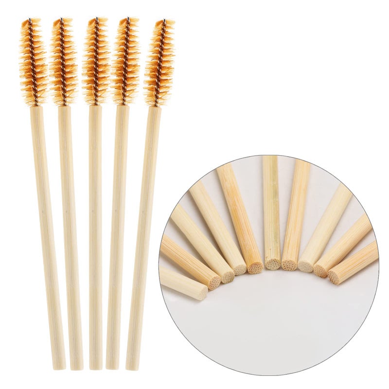 Tbestmax 150 Disposable Mascara Wands Eyelash Brush Spoolies for Eye Lash Extension Eyebrow Bamboo Stick Brown - Image 4