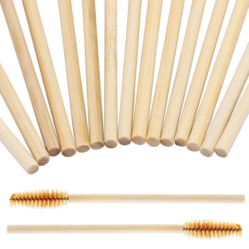 Tbestmax 150 Disposable Mascara Wands Eyelash Brush Spoolies for Eye Lash Extension Eyebrow Bamboo Stick Brown - Image 3