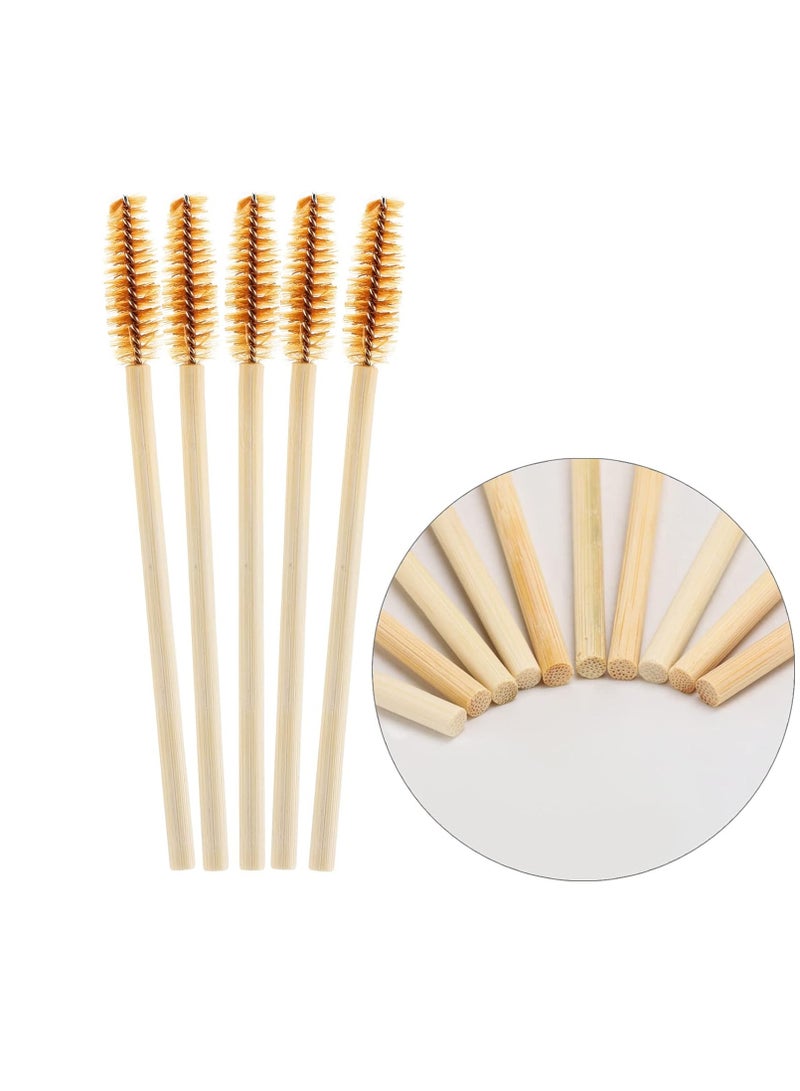 Tbestmax Tbestmax 150 Disposable Mascara Wands Eyelash Brush Spoolies for Eye Lash Extension Eyebrow Bamboo Stick Brown - Image 2