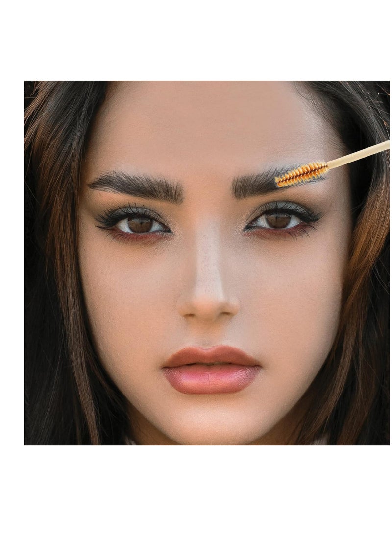 Tbestmax Tbestmax 150 Disposable Mascara Wands Eyelash Brush Spoolies for Eye Lash Extension Eyebrow Bamboo Stick Brown - Image 3