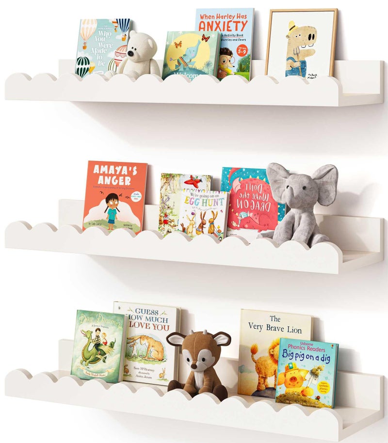 Onlysky Scalloped Shelves, Nursery Book Shelves, Floating Book Shelves for Wall, Toddler Nusery Deocr - Image 1