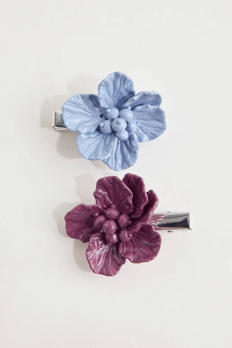 H&M  2-pack flower-shaped hair clips for Women | Best Price UAE