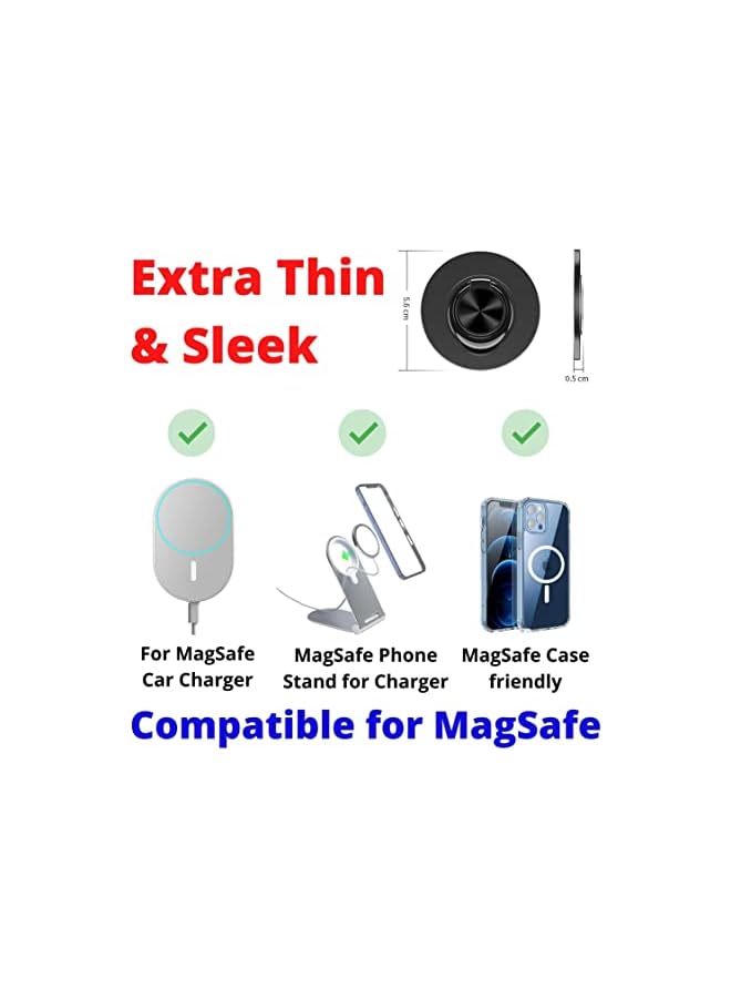 Green Tiger - Compatible for MagSafe Phone Ring Holder for iPhone +12 Mini Pro Max Plus Finger Ring Grip Stand | Removable Detachable Metal Gripper (Black) - Image 4