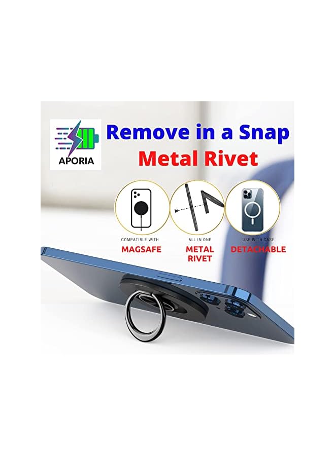 Green Tiger - Compatible for MagSafe Phone Ring Holder for iPhone +12 Mini Pro Max Plus Finger Ring Grip Stand | Removable Detachable Metal Gripper (Black) - Image 2