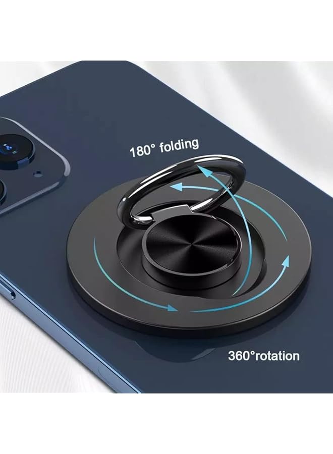 Green Tiger - Compatible for MagSafe Phone Ring Holder for iPhone +12 Mini Pro Max Plus Finger Ring Grip Stand | Removable Detachable Metal Gripper (Black) - Image 3