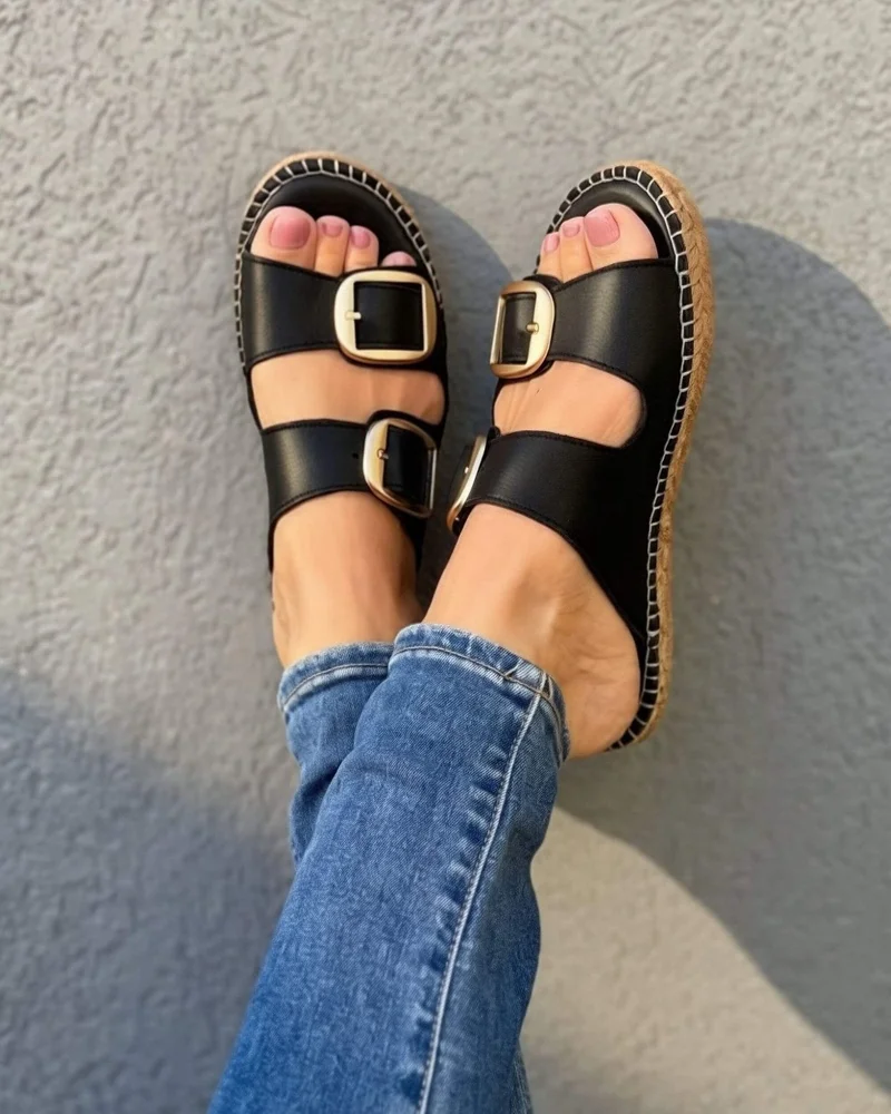 Shoeq Charcoal Urban Espadrille Slide for Women | Best Price UAE