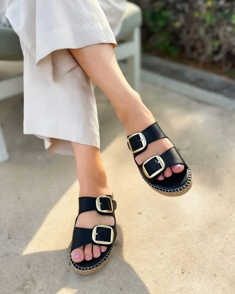 Shoeq Charcoal Urban Espadrille Slide for Women | Best Price UAE