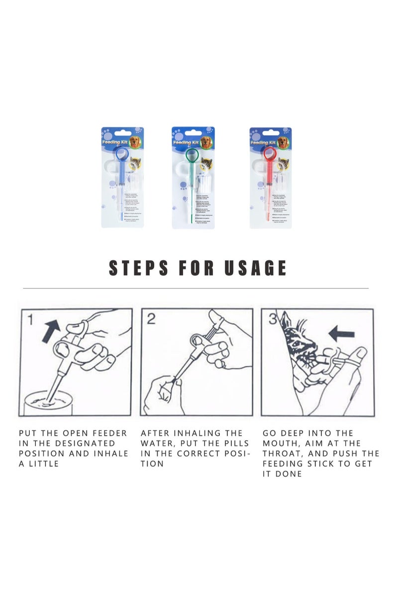 Aura Select Pet Pill & Liquid Feeder Set - Silicone Syringe with Soft Tips, Safe Pill Dispenser for Cats, Dogs & Puppies, Easy-to-Use Pet Medication Giver(Blue*2) - Image 3