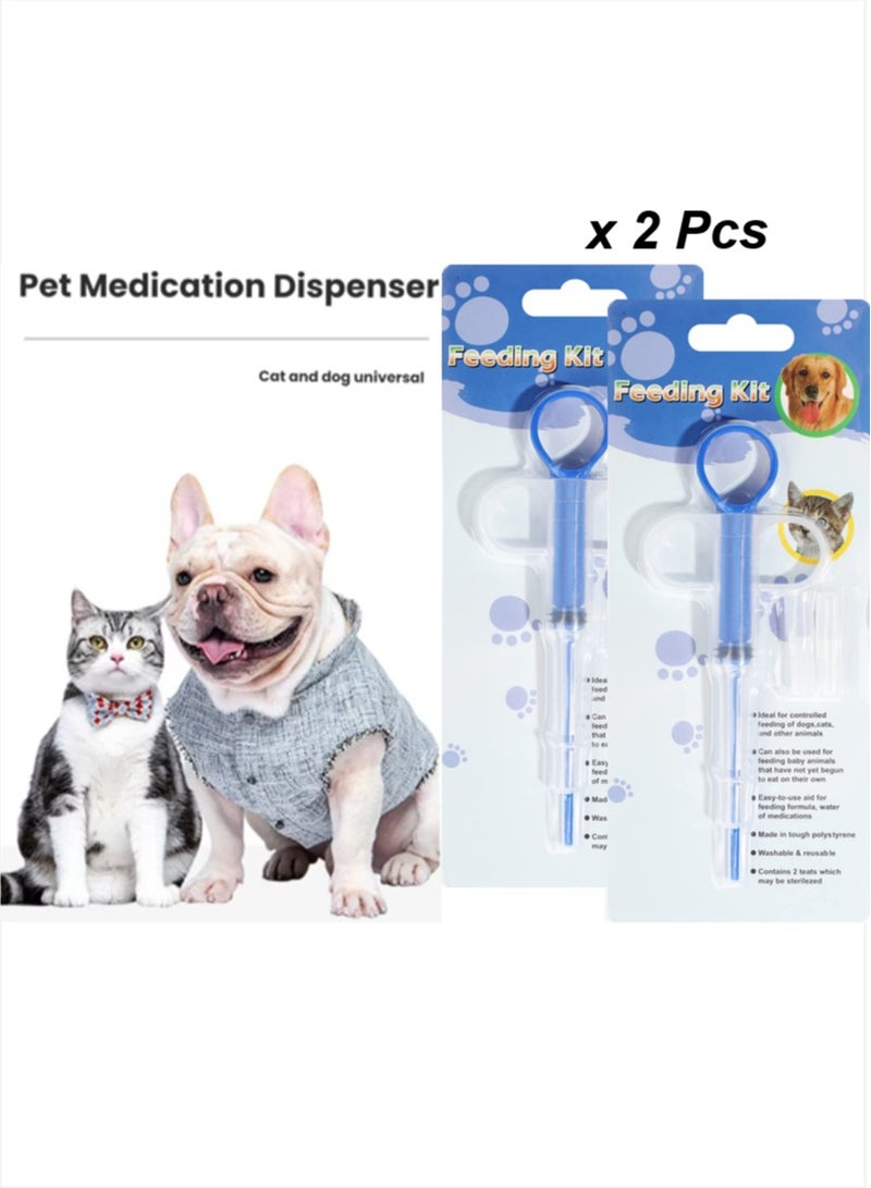 Aura Select Pet Pill & Liquid Feeder Set - Silicone Syringe with Soft Tips, Safe Pill Dispenser for Cats, Dogs & Puppies, Easy-to-Use Pet Medication Giver(Blue*2) - Image 1