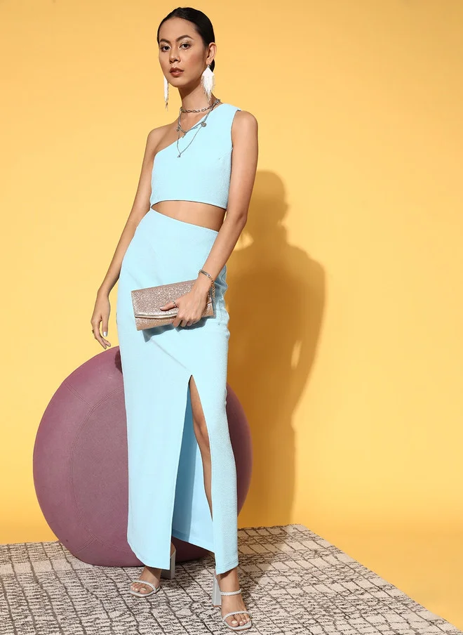 SASSAFRAS  Stunning Blue One-Shoulder Maxi Dress for Women for Women | Best Price UAE