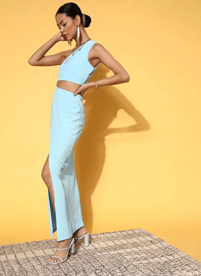 SASSAFRAS  Stunning Blue One-Shoulder Maxi Dress for Women for Women | Best Price UAE