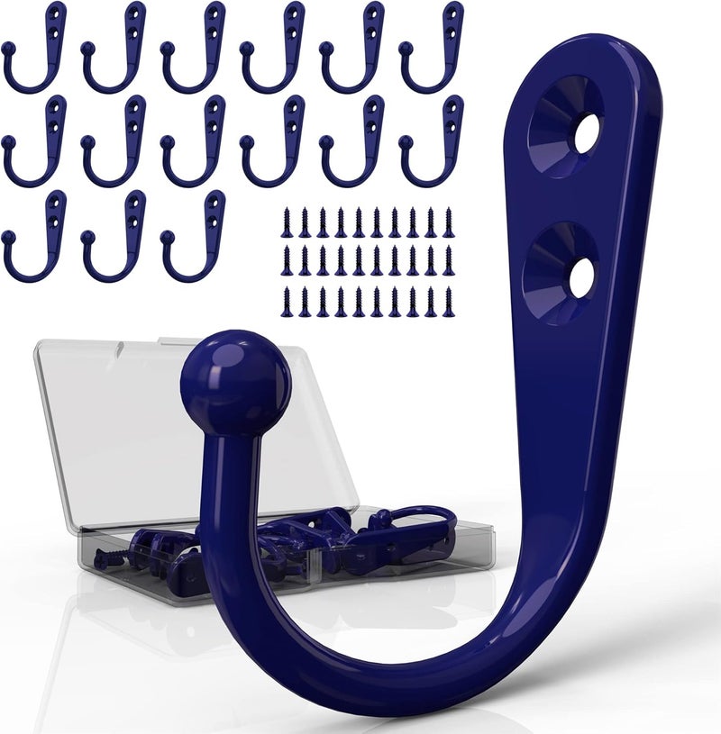 ZAYBOD 15-Pack Coat Hooks with 30 Screws | Heavy Duty Wall Mounted for Robe, Backpack & Keys | Entryway, Bathroom, Bedroom Hanging Hardware (Purple) - Image 1