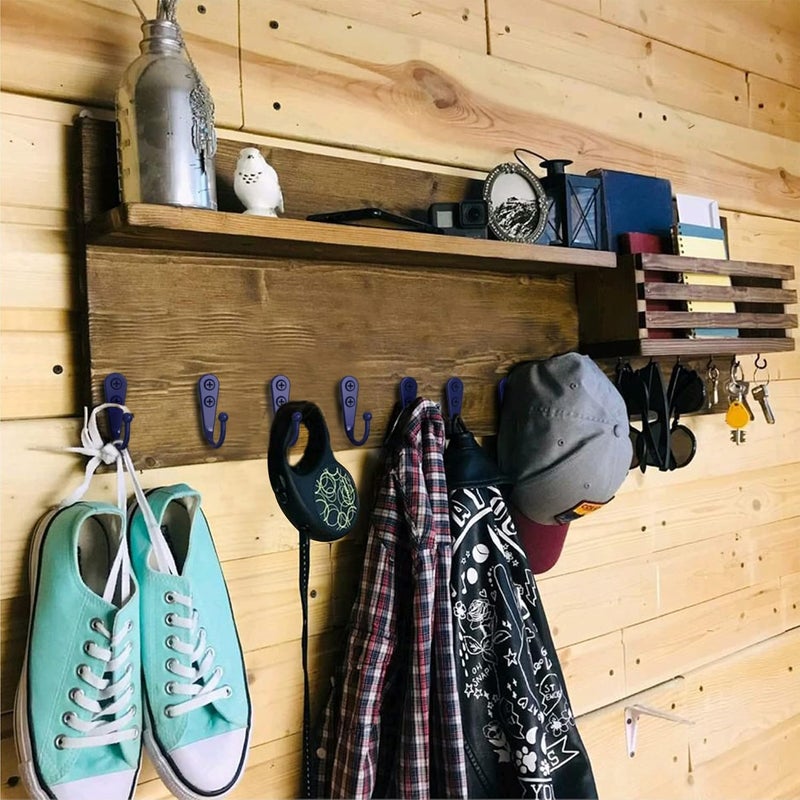 ZAYBOD 15-Pack Coat Hooks with 30 Screws | Heavy Duty Wall Mounted for Robe, Backpack & Keys | Entryway, Bathroom, Bedroom Hanging Hardware (Purple) - Image 2