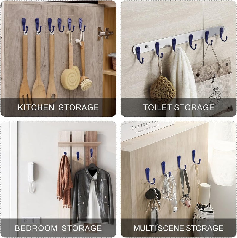 ZAYBOD 15-Pack Coat Hooks with 30 Screws | Heavy Duty Wall Mounted for Robe, Backpack & Keys | Entryway, Bathroom, Bedroom Hanging Hardware (Purple) - Image 3