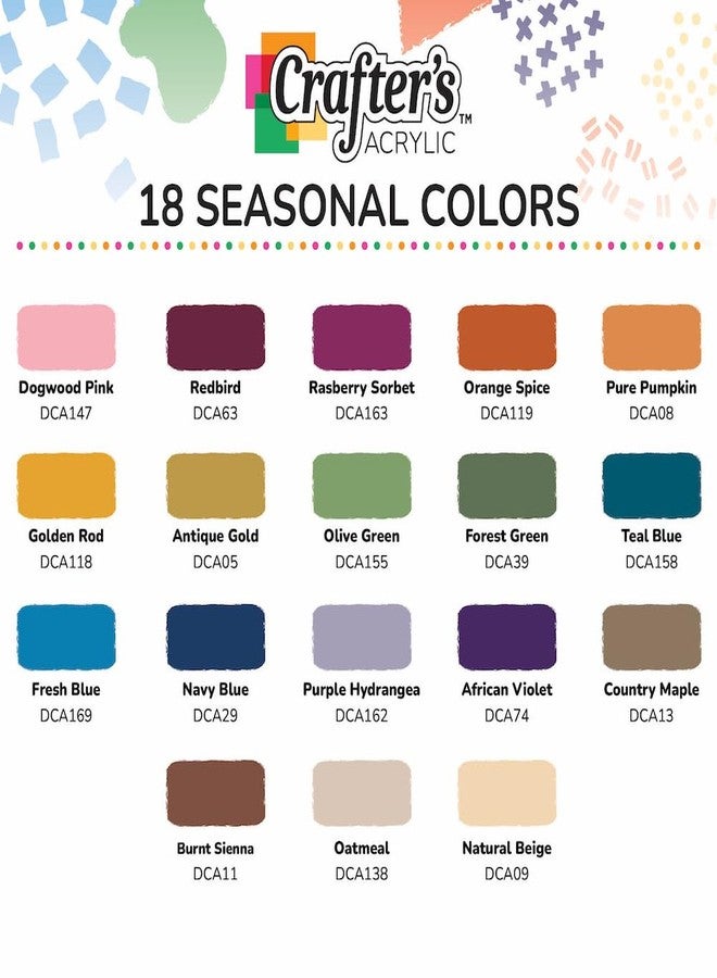 DecoArt Crafter’s Acrylic Fall Colors Paint Set, 18 (2 fl oz/59 ml) Assorted Matte Finish Colors, DIY Arts And Crafts Acrylic Paint, 36 Fl Oz(Pack of 1) - Image 2
