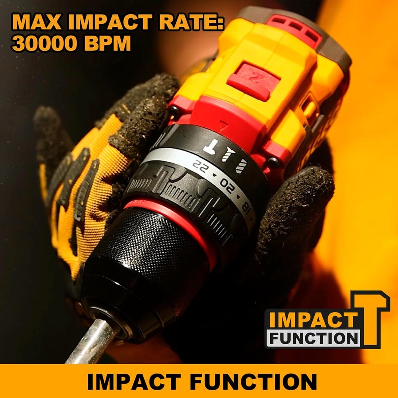 INGCO INGCO Cordless Impact Drill Machine Brushless Motor 66Nm 2211 30000 bpm With 2 pcs Battery Charger 47 Pcs Drill Bits - Image 4