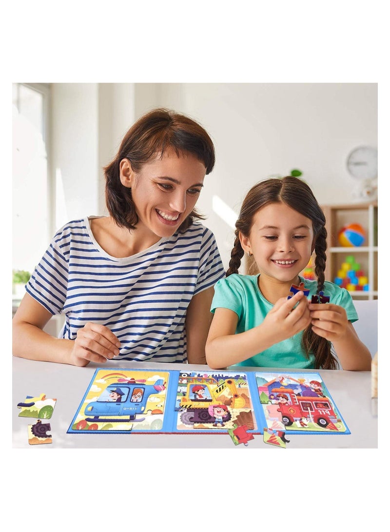 SYOSI Magnetic Puzzles for Kids Ages 4 5 6 7 8 Three Wooden Jigsaw Puzzles 48 Piece Fire Truck Puzzles Book for Toddlers Puzzles Party Favors for Girls and Boys Travel Games and Toys for Kids - Image 4