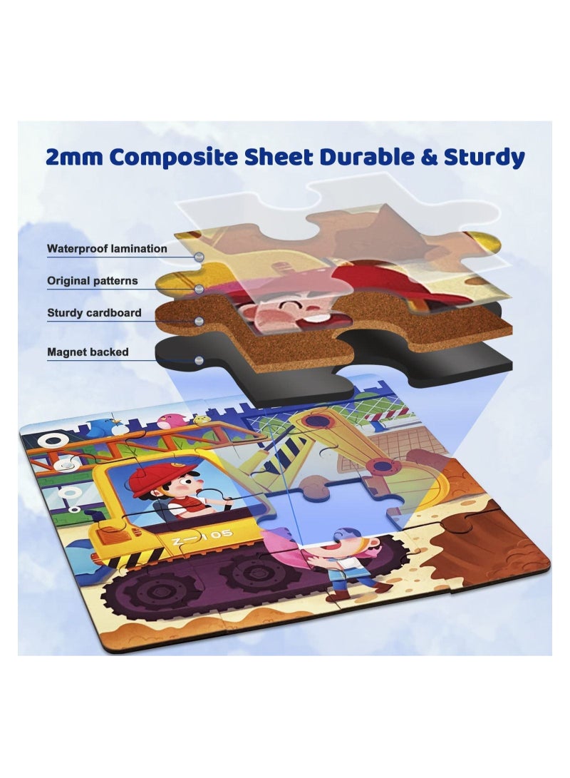 SYOSI Magnetic Puzzles for Kids Ages 4 5 6 7 8 Three Wooden Jigsaw Puzzles 48 Piece Fire Truck Puzzles Book for Toddlers Puzzles Party Favors for Girls and Boys Travel Games and Toys for Kids - Image 3