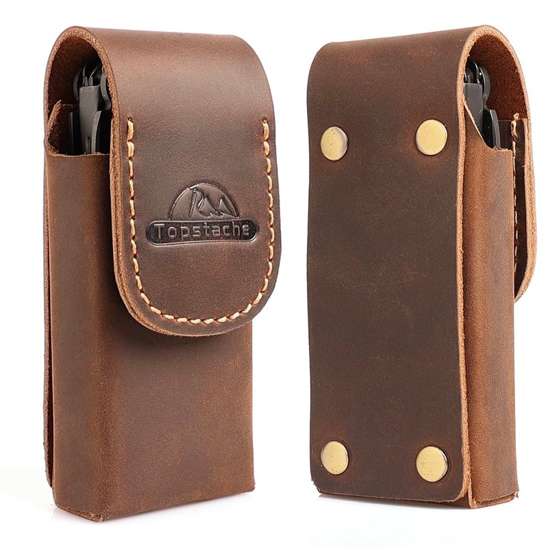 Topstache Leather Multitool Sheath for Leatherman Wave & Wave+ - Multitool Holster for Belt - Belt Loop Leather Multitool Pouch - Magnetic Closure Tool Pouch Case, Darkbrown - Image 1