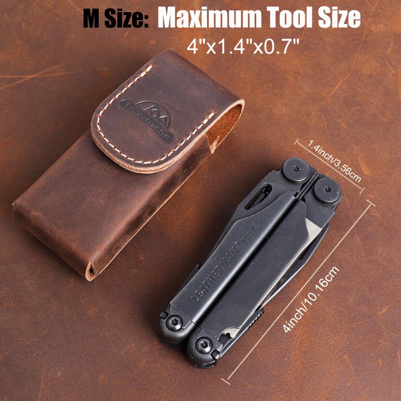 Topstache Leather Multitool Sheath for Leatherman Wave & Wave+ - Multitool Holster for Belt - Belt Loop Leather Multitool Pouch - Magnetic Closure Tool Pouch Case, Darkbrown - Image 5