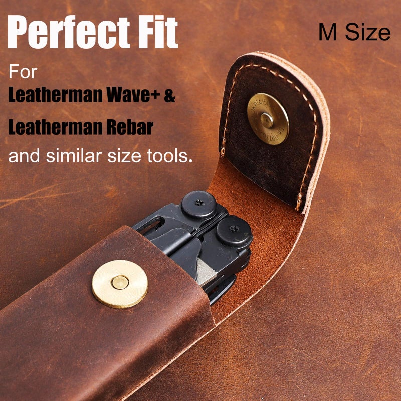 Topstache Leather Multitool Sheath for Leatherman Wave & Wave+ - Multitool Holster for Belt - Belt Loop Leather Multitool Pouch - Magnetic Closure Tool Pouch Case, Darkbrown - Image 4