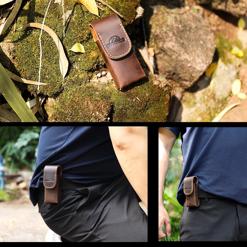 Topstache Leather Multitool Sheath for Leatherman Wave & Wave+ - Multitool Holster for Belt - Belt Loop Leather Multitool Pouch - Magnetic Closure Tool Pouch Case, Darkbrown - Image 2