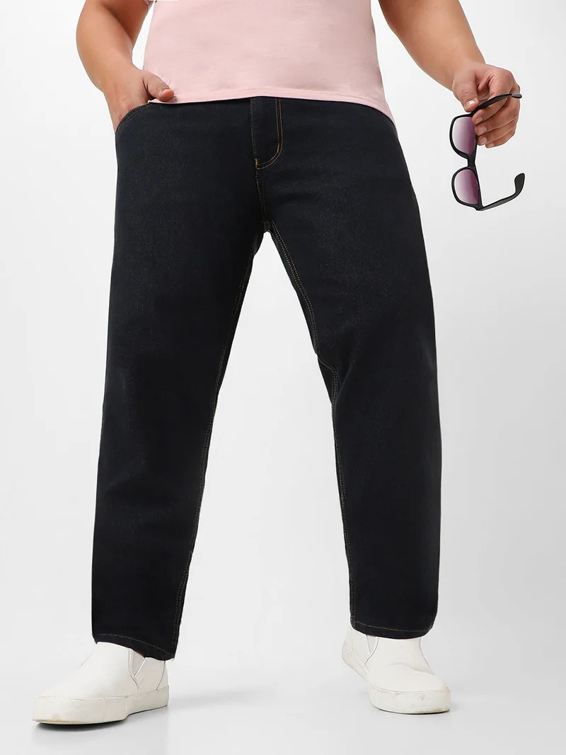 Urbano Plus Men's Dark Grey Regular Fit Washed Jeans Stretchable