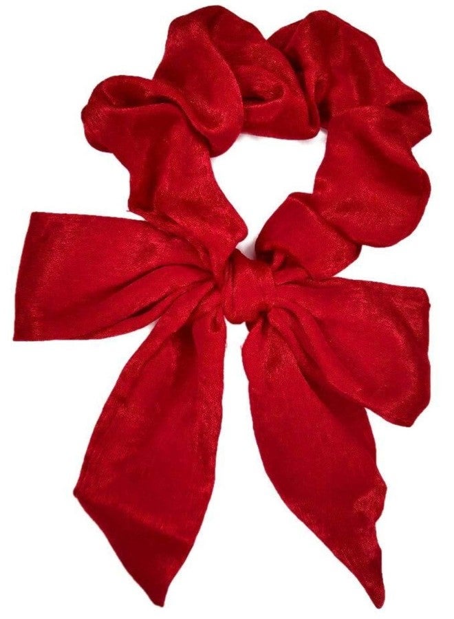 IBDA Red Velvet Knotted Bow Ties,Pack of 01, Hair Scrunchie, Hair Ties, Handmade, Premium Head Accessories. - Image 2