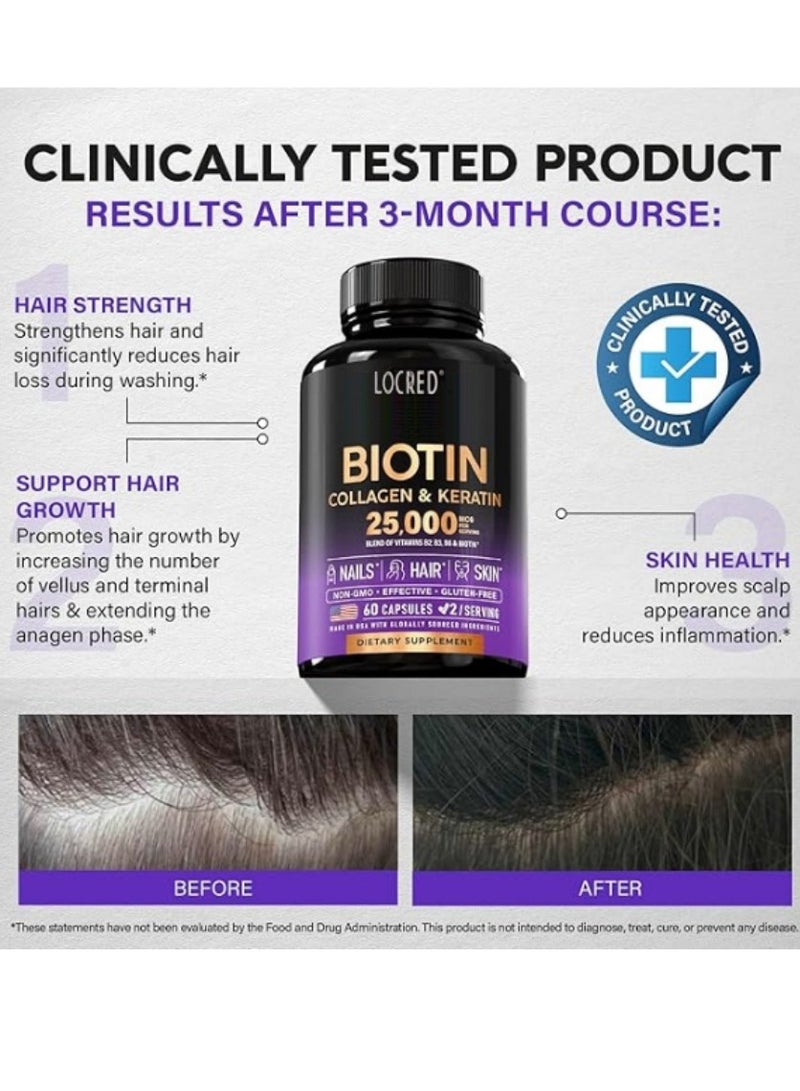 locred Collagen+Vitamin C Beauty Hair And Nails Vitamins For Women Collagen Up Skin Whitening 60 Capsules，Natural Collagen Capsules ，Promotes Healthy Hair Beautiful Skin, and Nail Support, Dietary Supplement  - Image 3