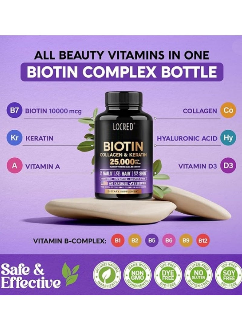 locred Collagen+Vitamin C Beauty Hair And Nails Vitamins For Women Collagen Up Skin Whitening 60 Capsules，Natural Collagen Capsules ，Promotes Healthy Hair Beautiful Skin, and Nail Support, Dietary Supplement  - Image 4