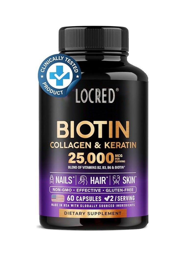 locred Collagen+Vitamin C Beauty Hair And Nails Vitamins For Women Collagen Up Skin Whitening 60 Capsules，Natural Collagen Capsules ，Promotes Healthy Hair Beautiful Skin, and Nail Support, Dietary Supplement  - Image 1