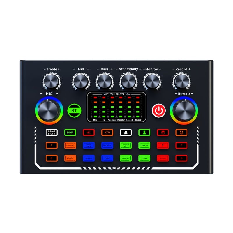 Live Sound Card Kit: Black, 1-Click Noise Reduction, Dual Mobile Live Ports - Wide Compatibility, Rich Mixing Functions Podcast Equipment Kit for Live Broadcasts, Podcasts, Gaming, Home Studios - Image 1