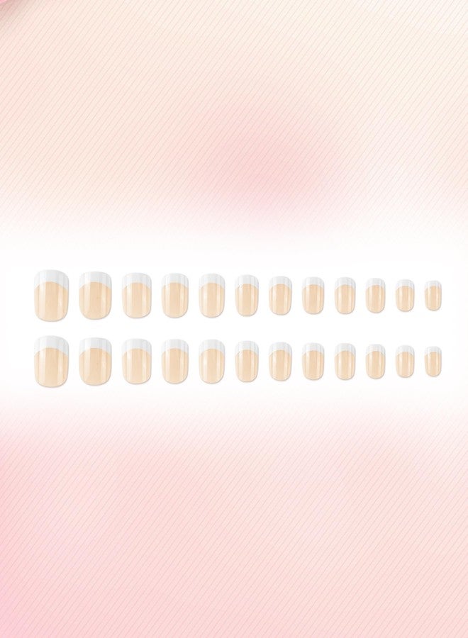 Kawyehu Kids Press on Nails Children Fake Nails 72PCS Artificial Nail Tips Adhesive Full Cover Short False Fingernails for Girls Kids Nail Decoration (French) - Image 5